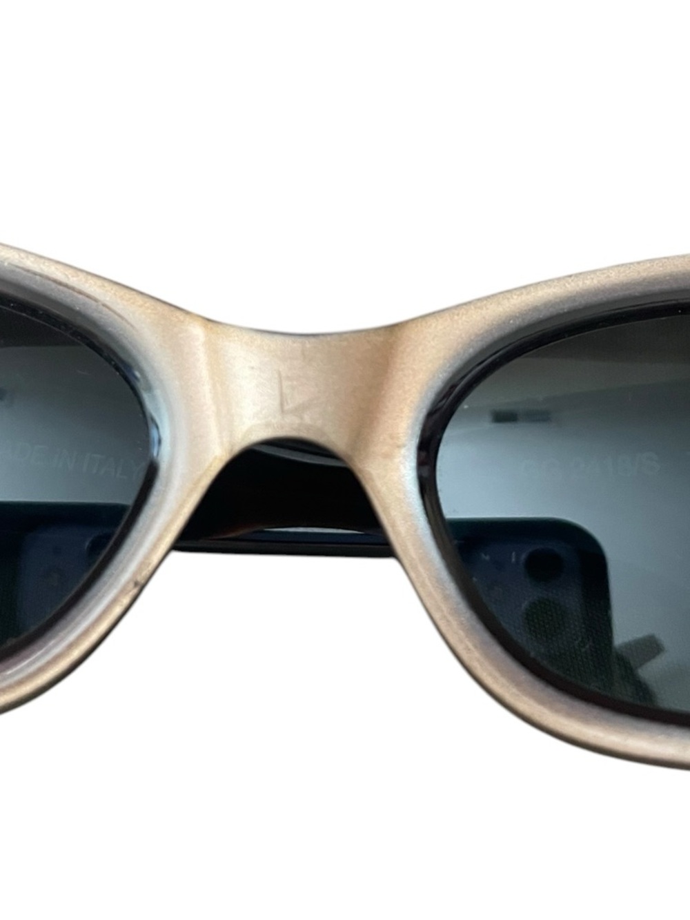 GUCCI 90s vintage GG 2418/S Sunglasses ELONGATED Cat Eye Rose Gold Brown lenses - Picture 13 of 16